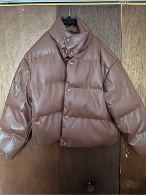 a new day Rust Brown Faux-Leather Puffer